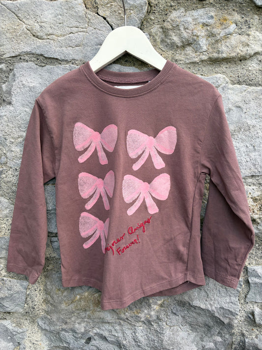 Pink bow brown top  4y (104cm)