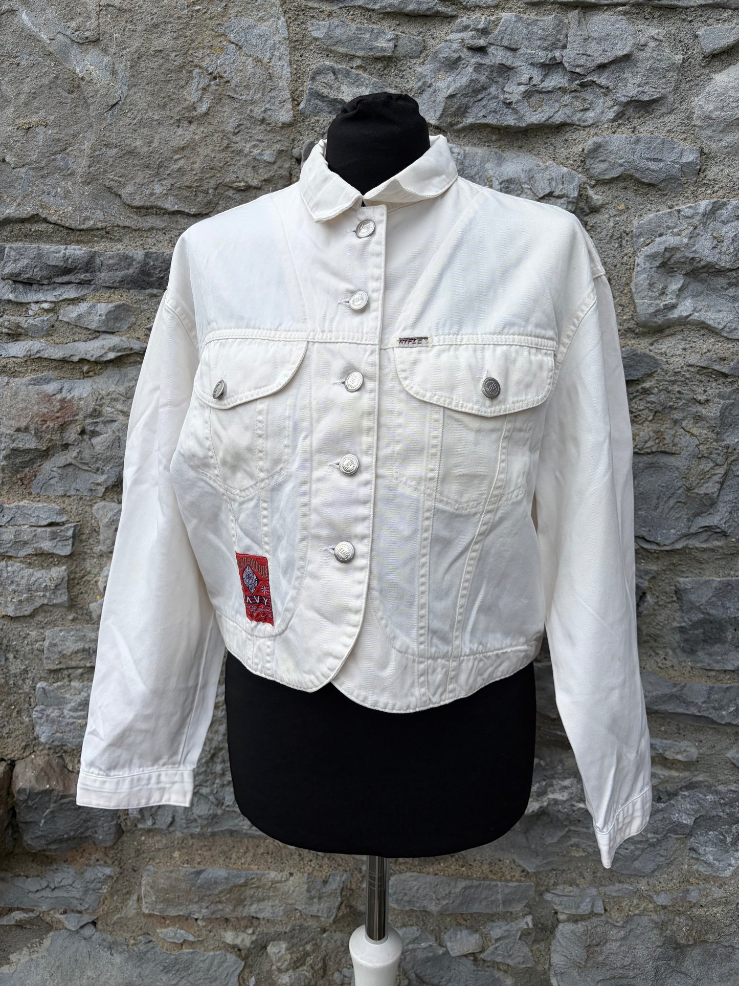 90s white denim jacket uk 10-12