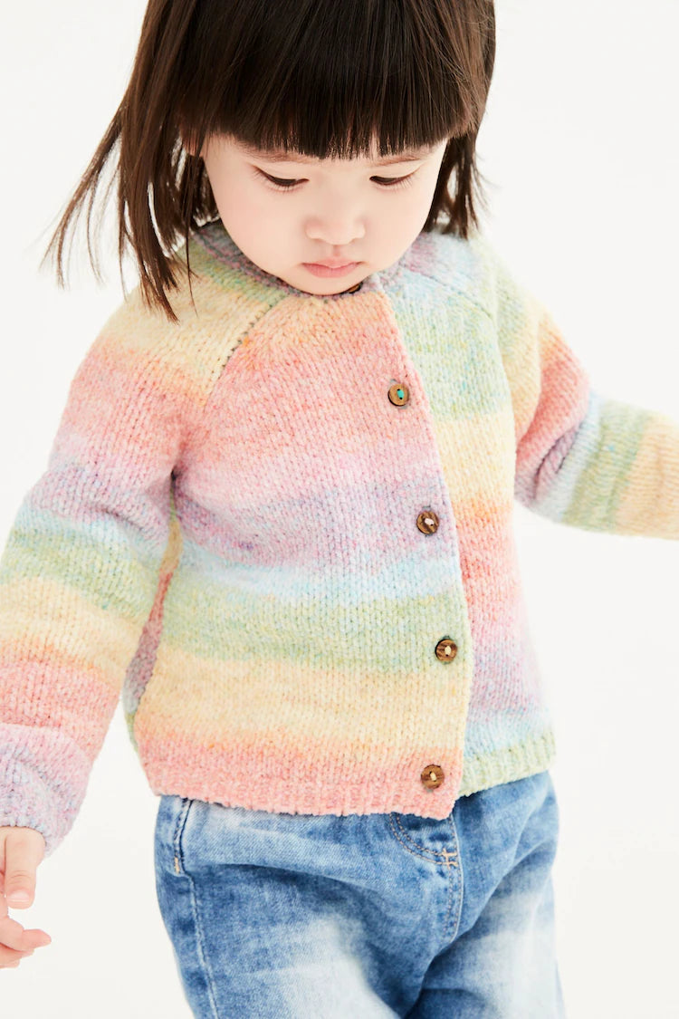 Rainbow chenille yarn cardigan   2-3y (92-98cm)