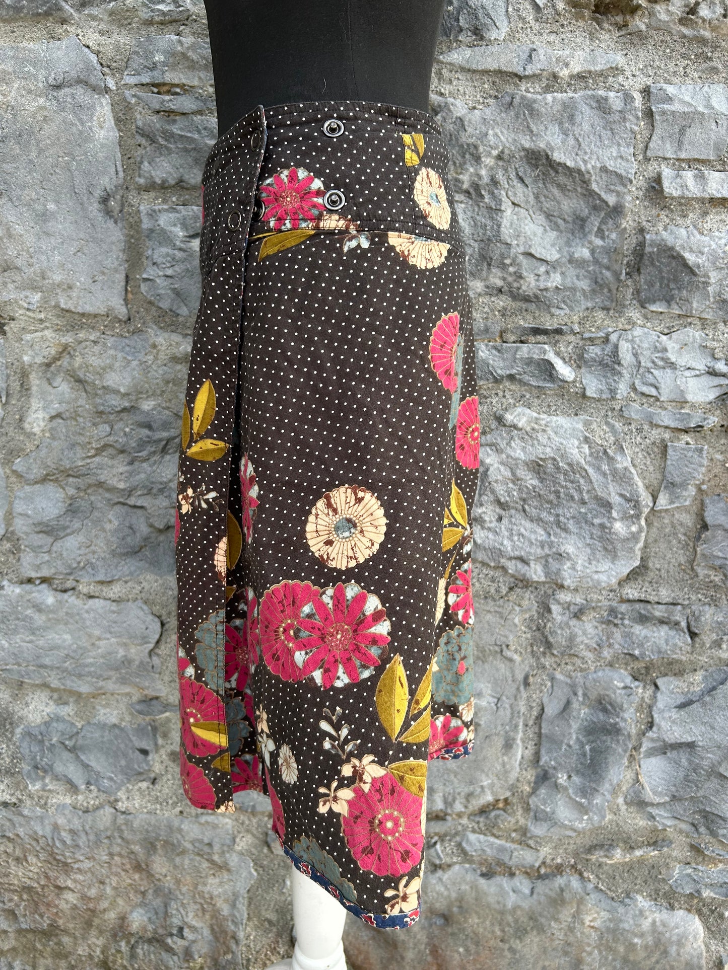 Brown Floral reversible skirt uk 10-14
