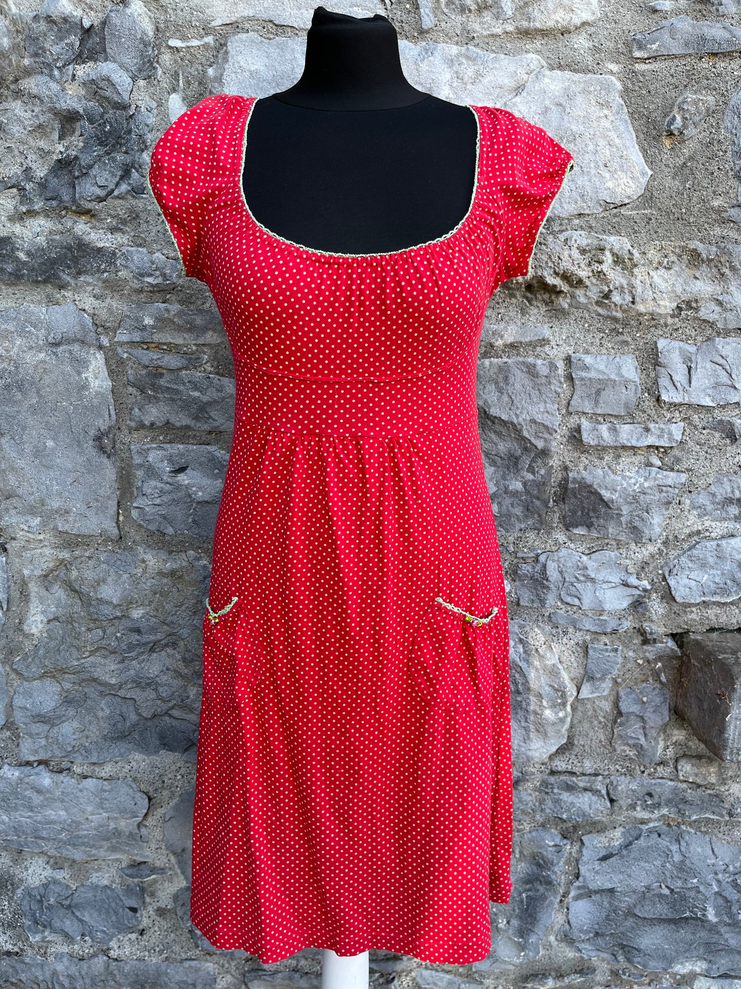 Red polka dots fitted dress uk 8-10