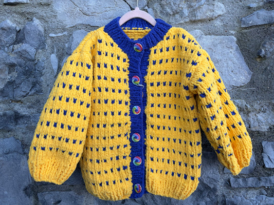 Yellow&blue fleece cardigan 5-6y (110-116cm)