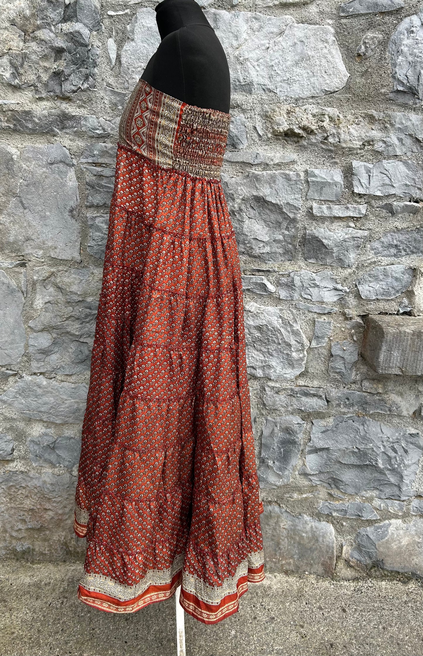 Brown tiered dress uk 6-8