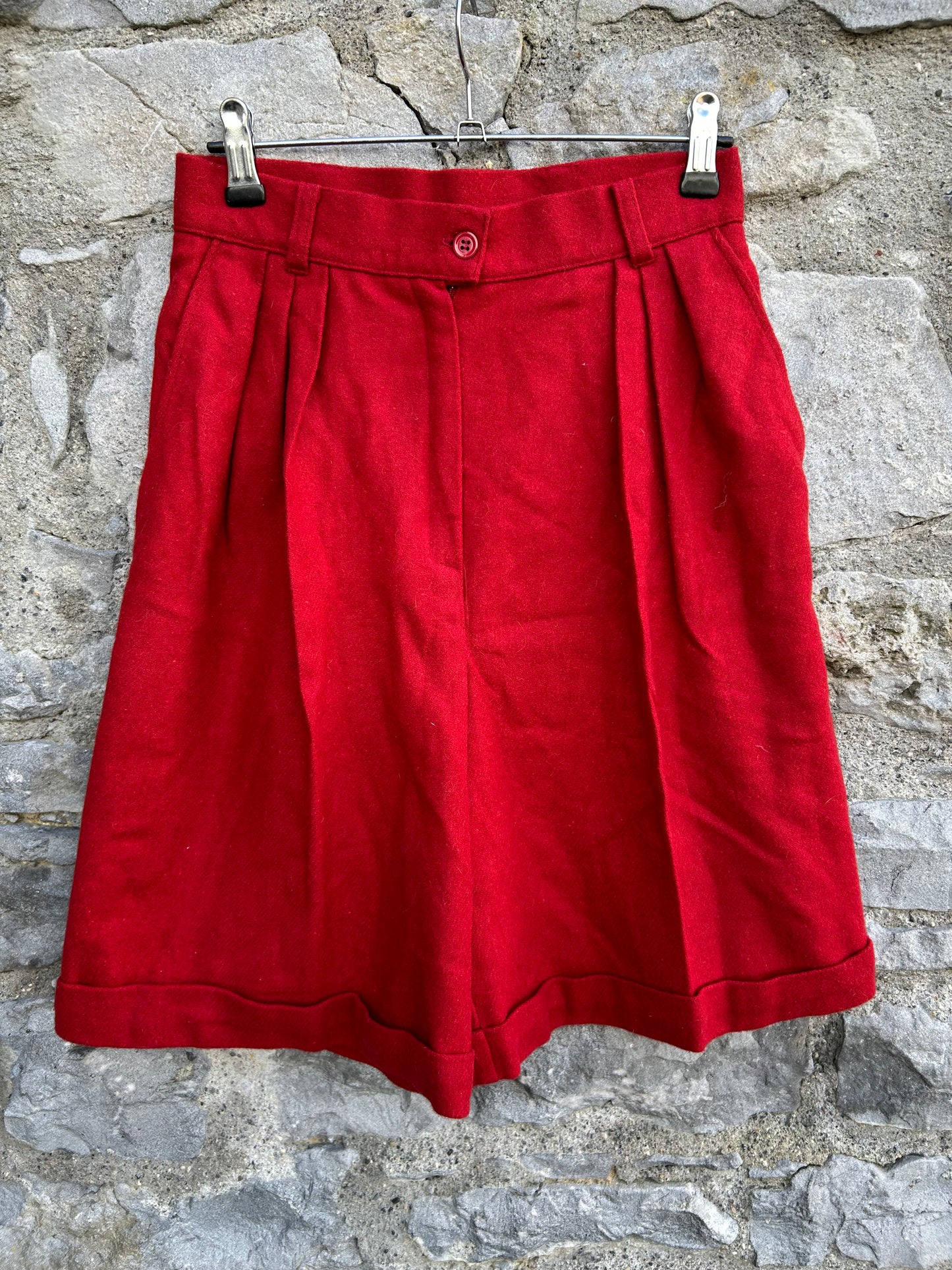 80s red woolly shorts uk 6