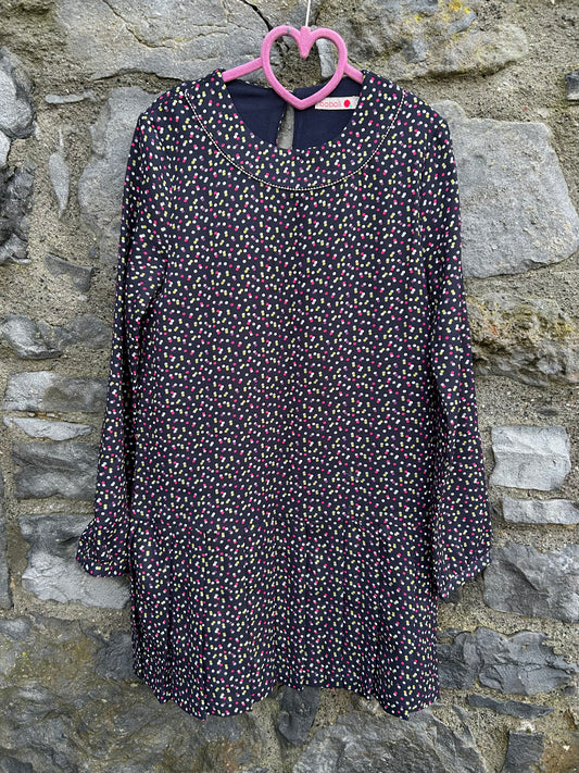 Colourful spotty navy dress 10y (140cm)
