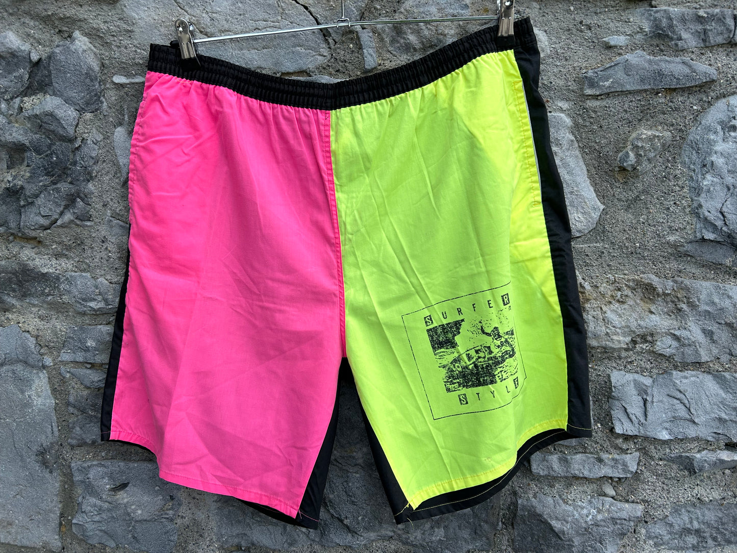 90s neon pink&green shorts XL