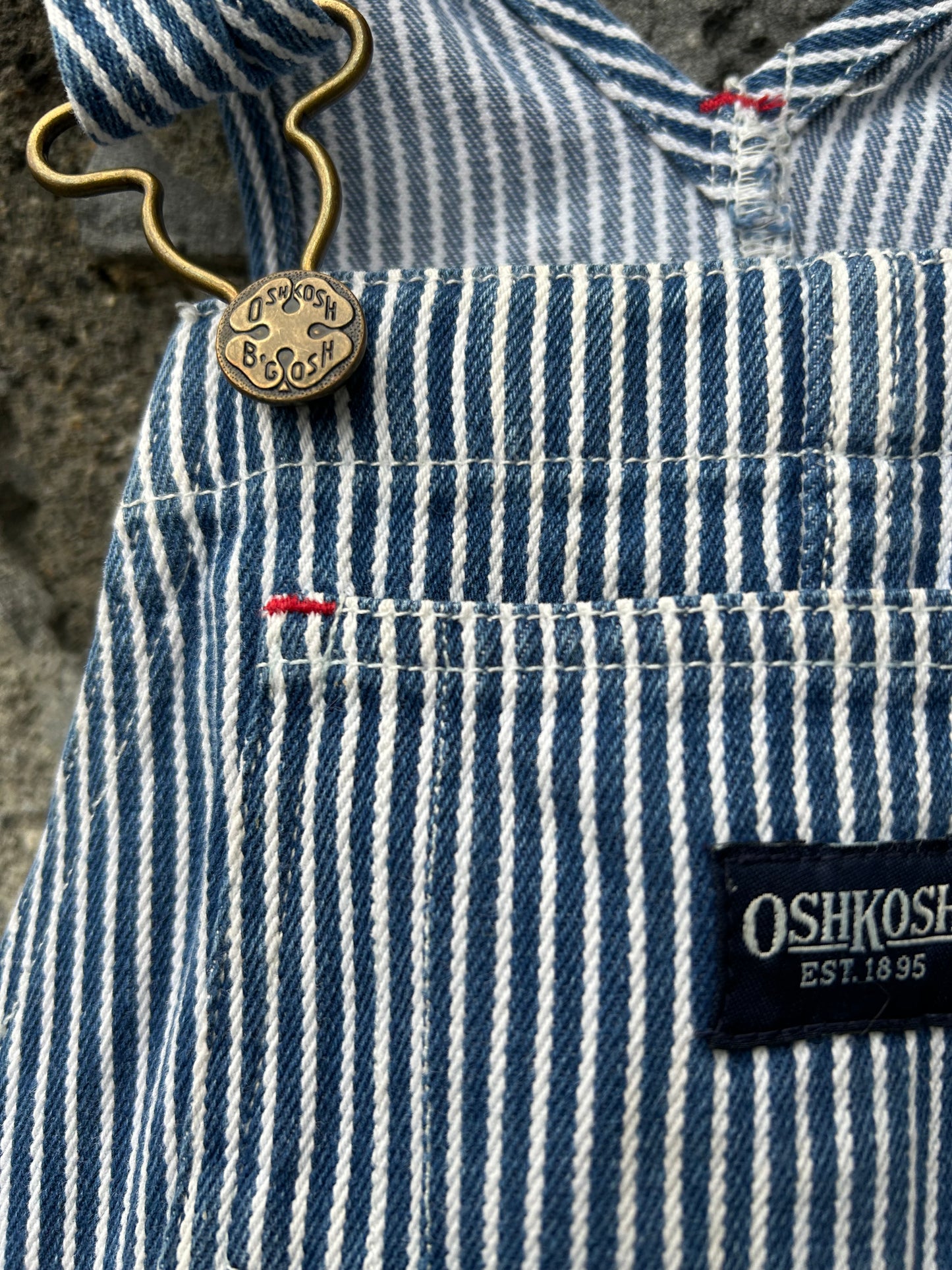 90s navy stripy denim pinafore  18-24m (86-92cm)