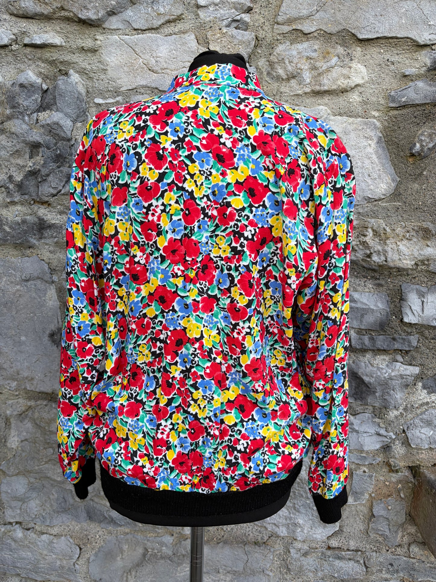 80s colourful flowers top uk 10-12