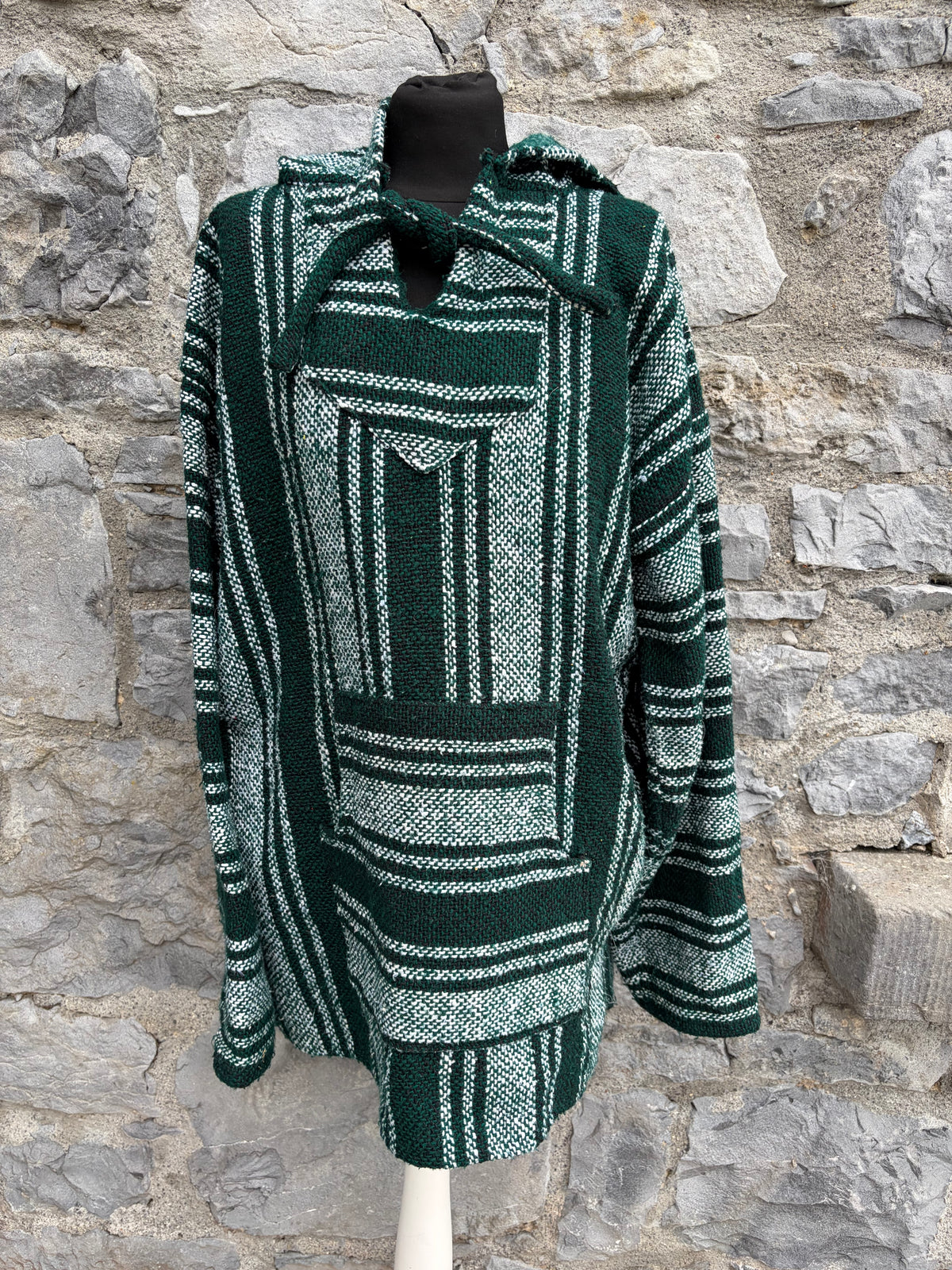 Green stripy Baja hoodie M-L