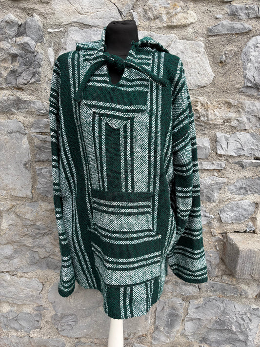 Green stripy Baja hoodie M-L