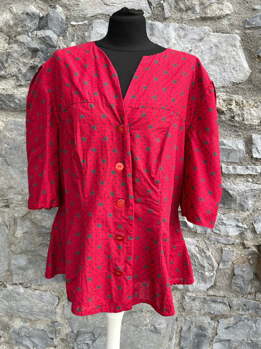 80s red’s spotty Blouse uk 14-16