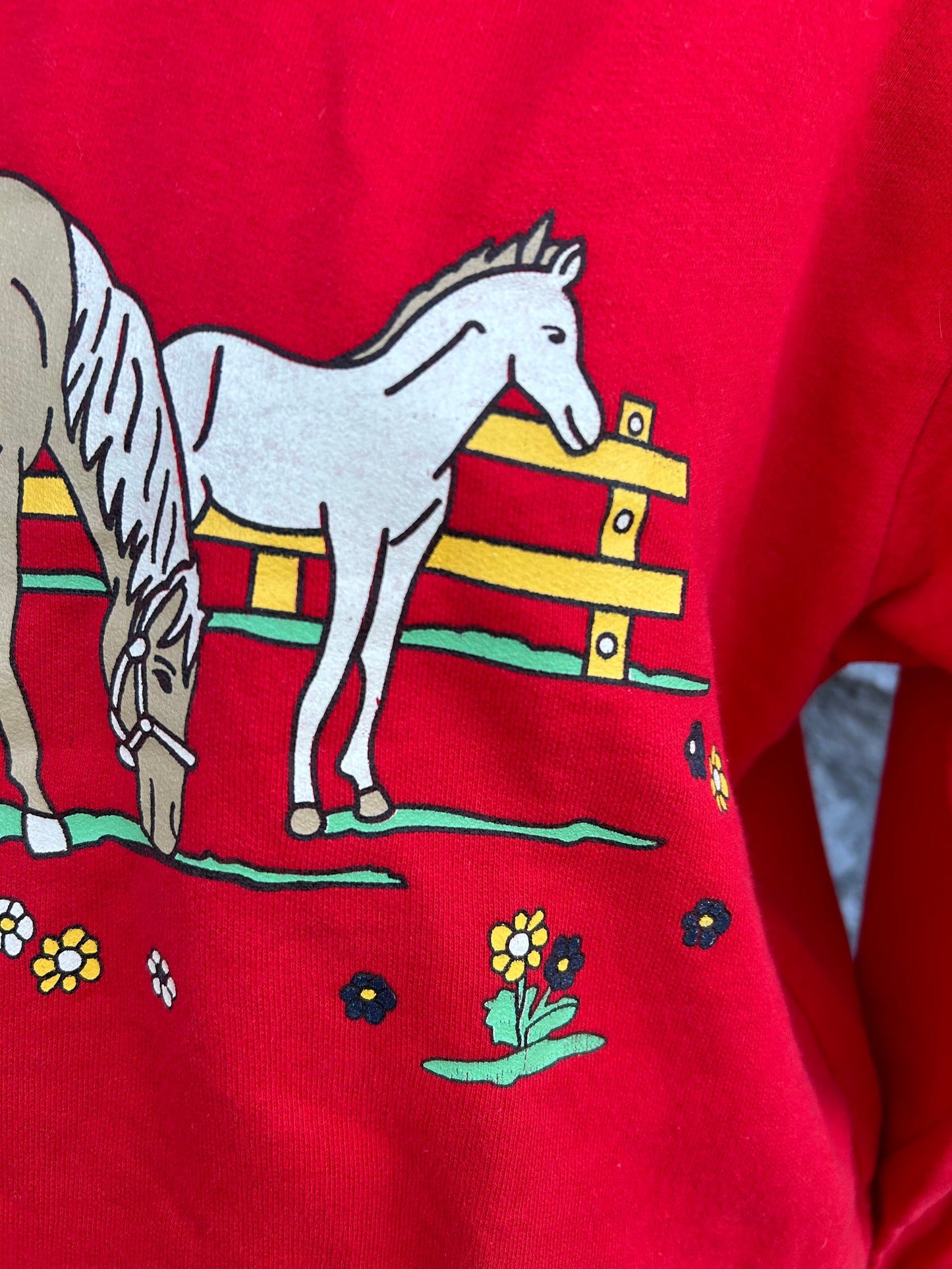 80s red horses sweatshirt  13-14y (158-164cm)