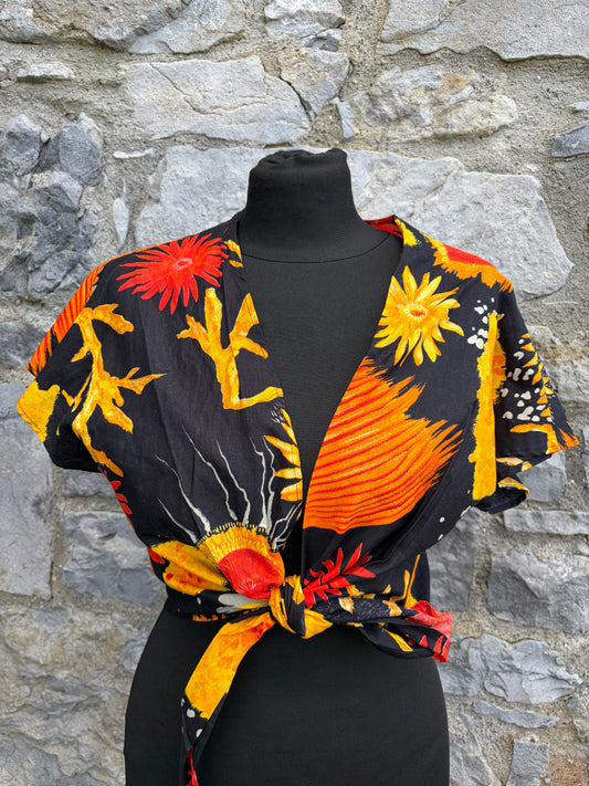 Orange flowers cropped wrap top uk 6-8