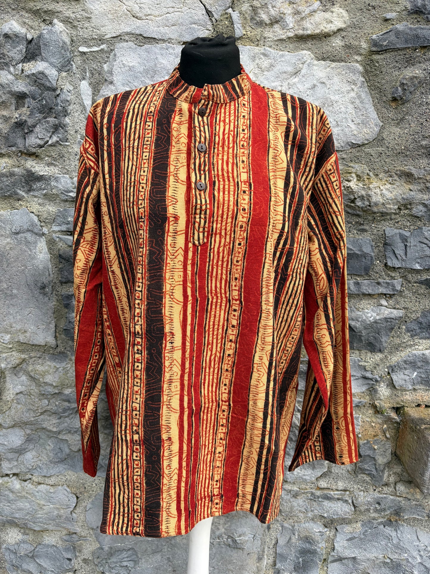 90s brown stripy shirt Medium