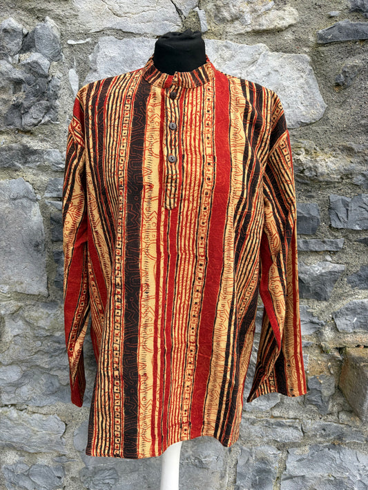 90s brown stripy shirt Medium