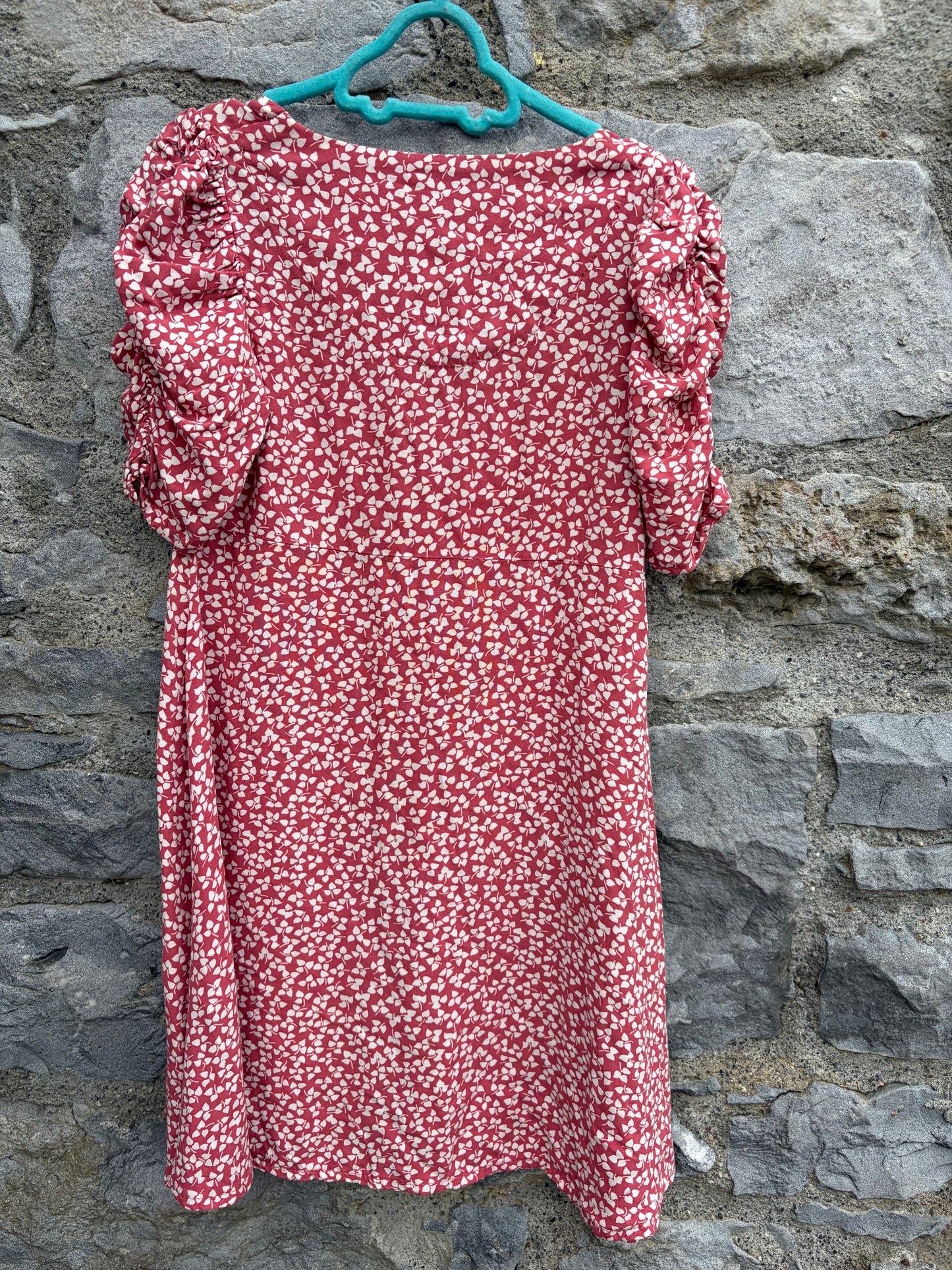Maroon floral button up dress  7y (122cm)