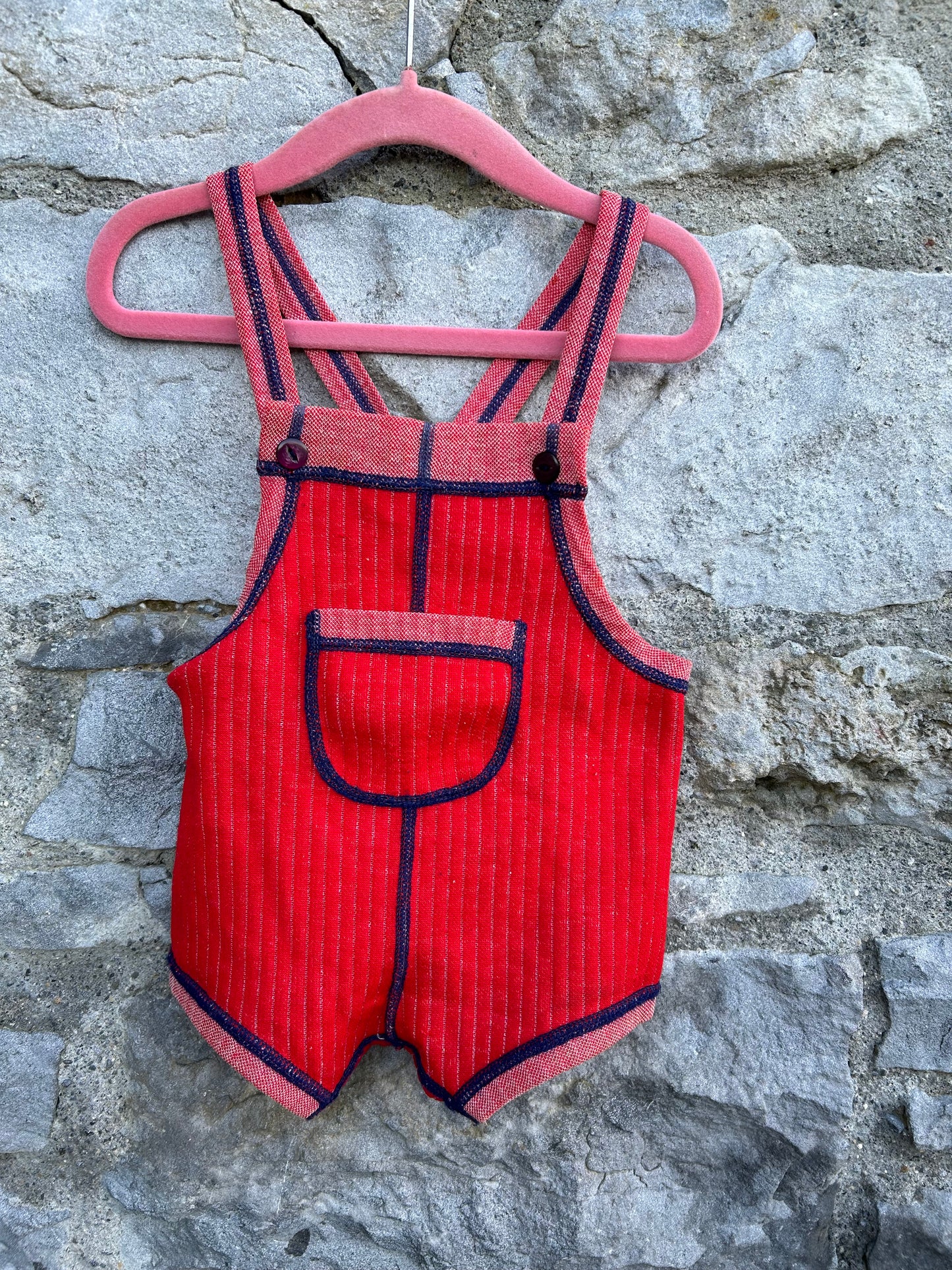 70s red short dungarees   12-18m (80-86cm)