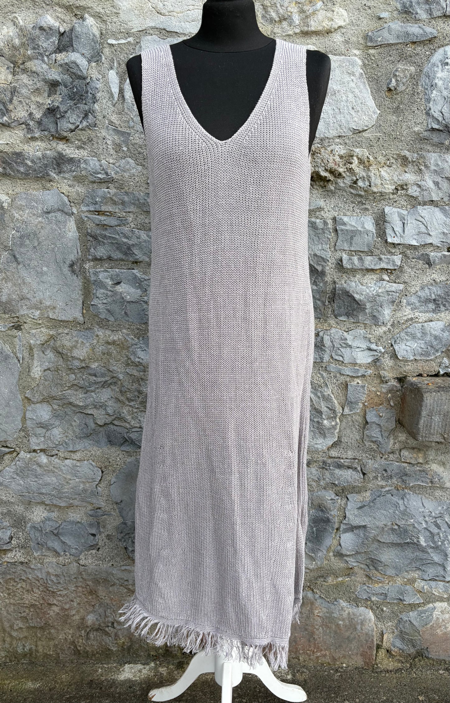 Wrap Grey knitted dress with tassels uk 12-14