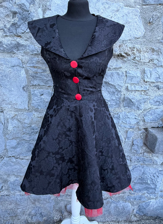 50s style Black brocade dress uk 6