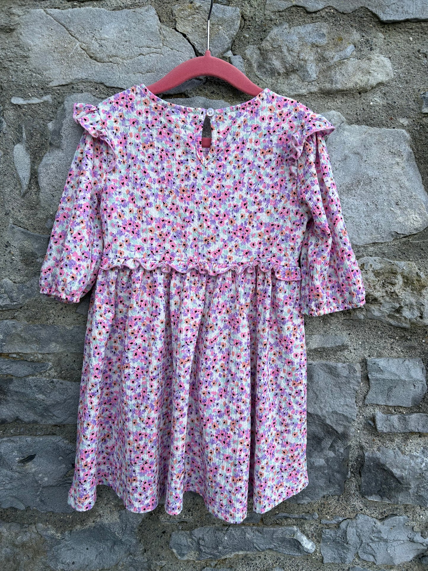 Pink paperbag floral dress  5y (110cm)