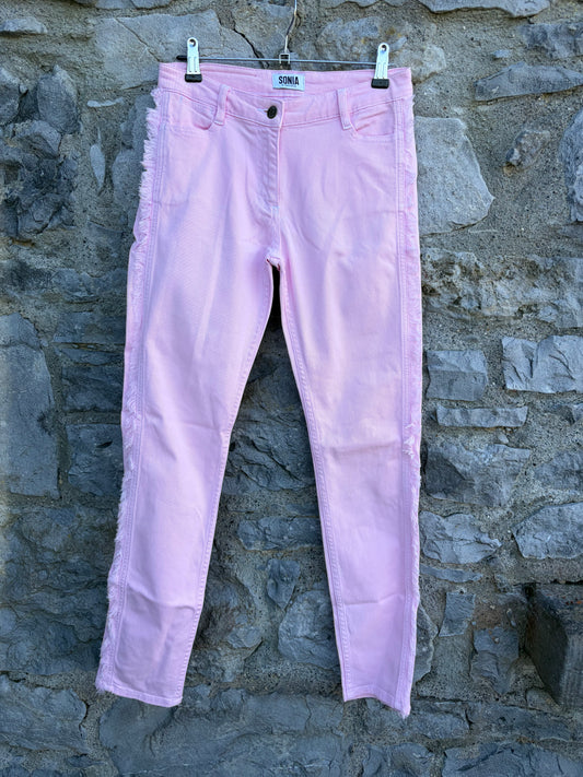 Pink jeans with side fringe uk 8-10