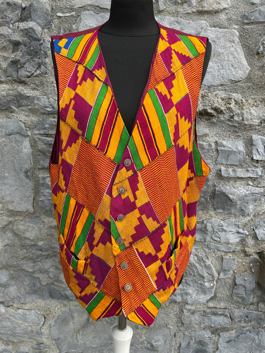 80s orange&red geometric waistcoat Large