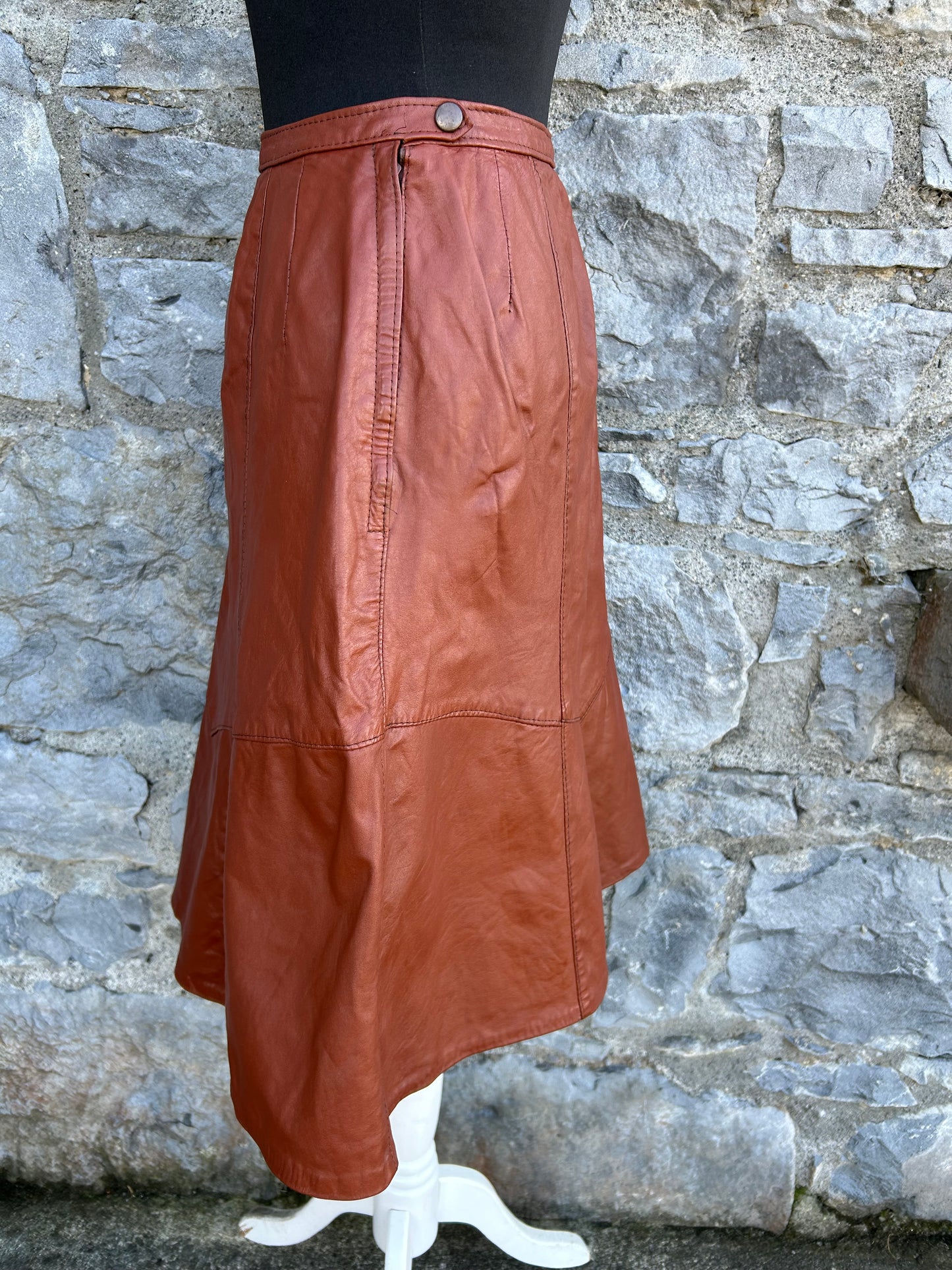 80s brown leather skirt uk 6-8