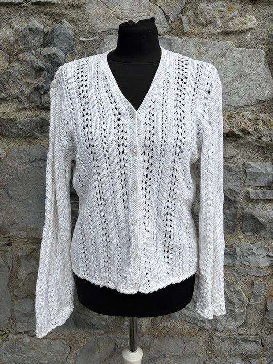90s white pointelle cardigan uk 10
