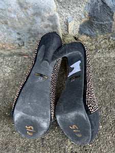 Black suede heels with Rose Gold Bead uk 4 (eu 37)