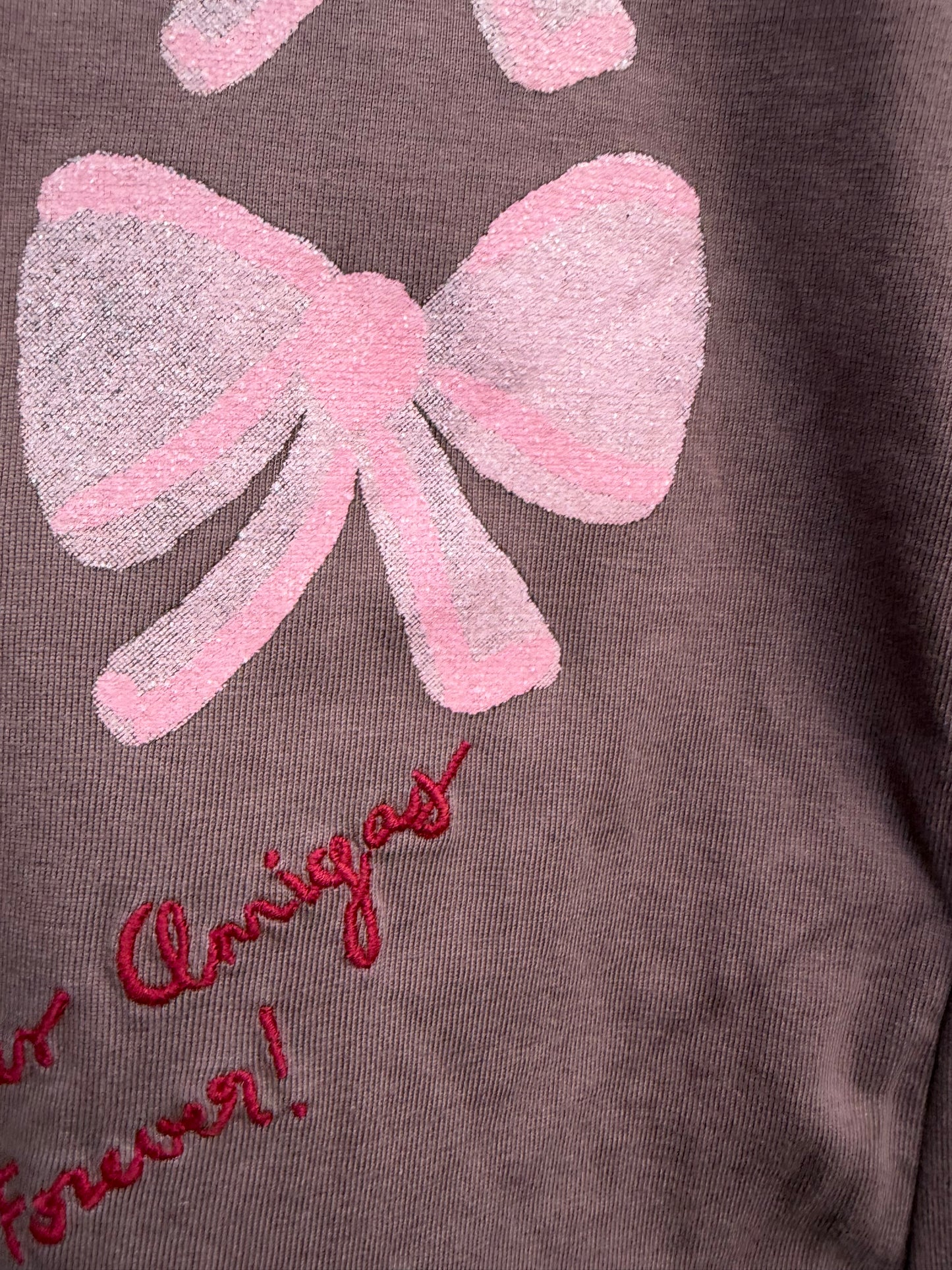 Pink bow brown top  4y (104cm)