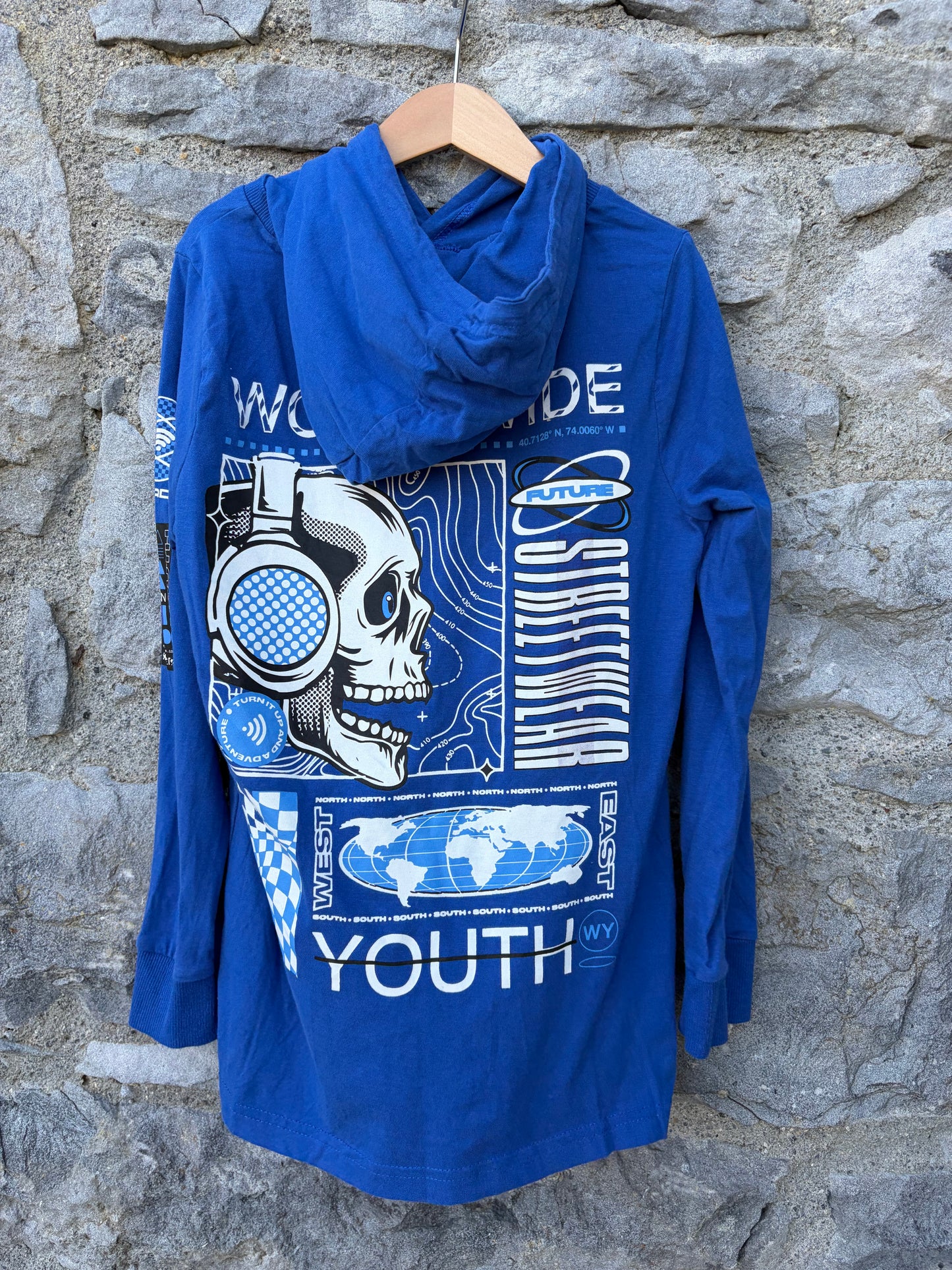 Future youth blue hooded top  8-9y (128-134cm)