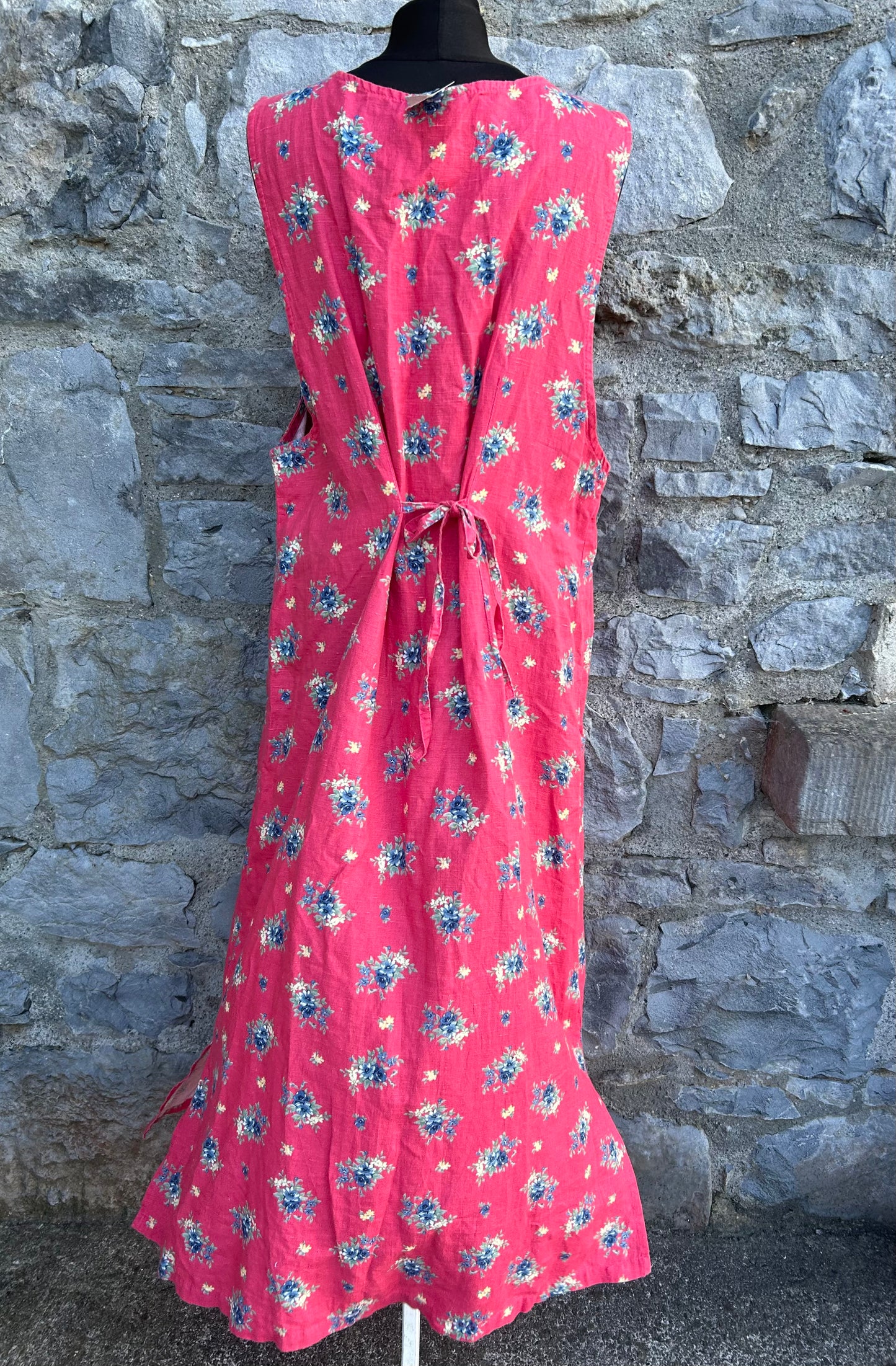 Red flower linen dress uk 12-14