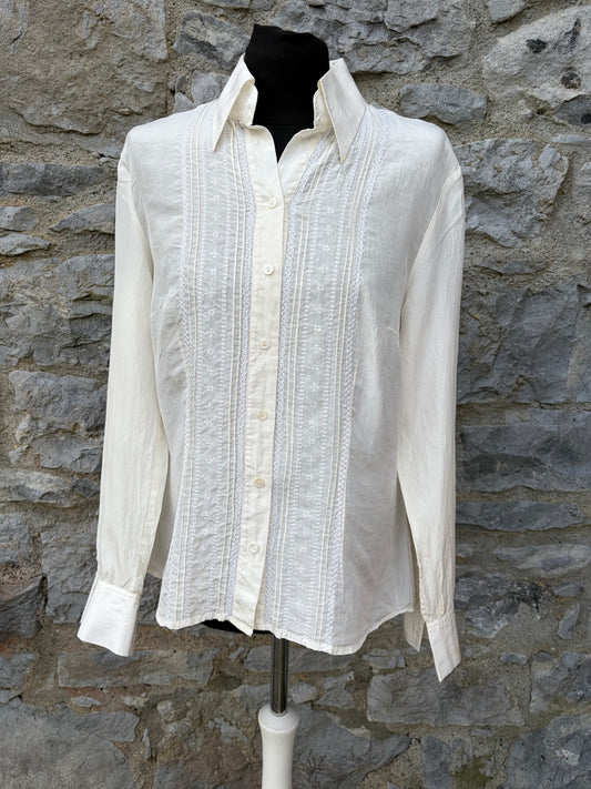 90s ecru silk blouse uk 10-12