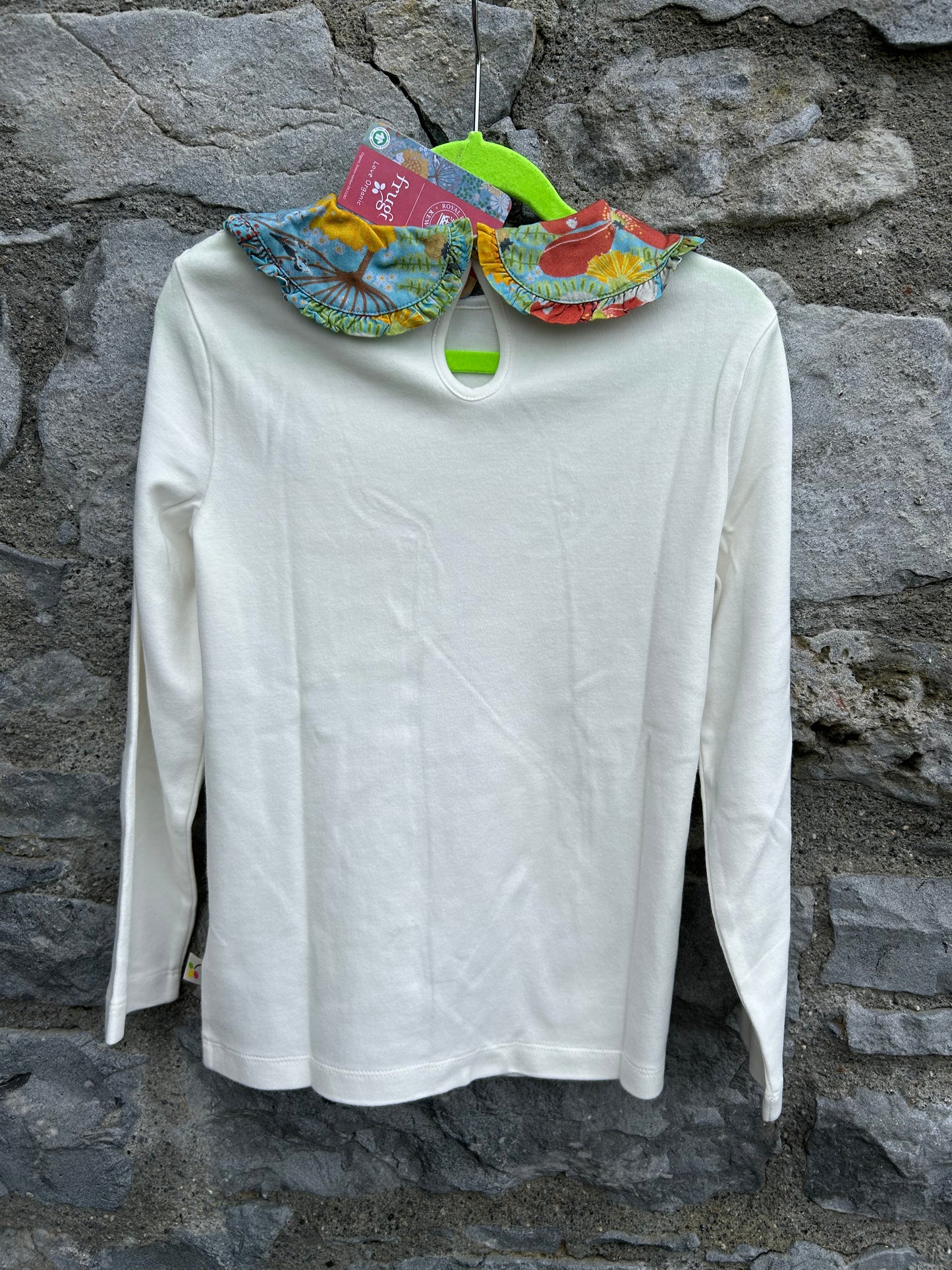 White top with botanic collar 7-8y (122-128cm)