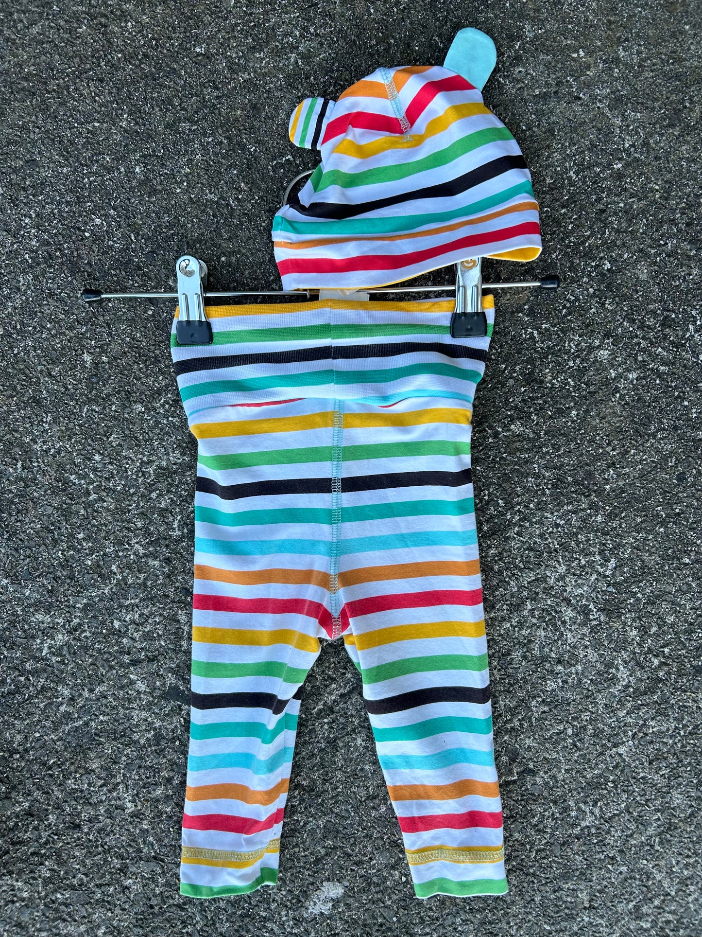 Rainbow stripes leggings&hat  3m (62cm)