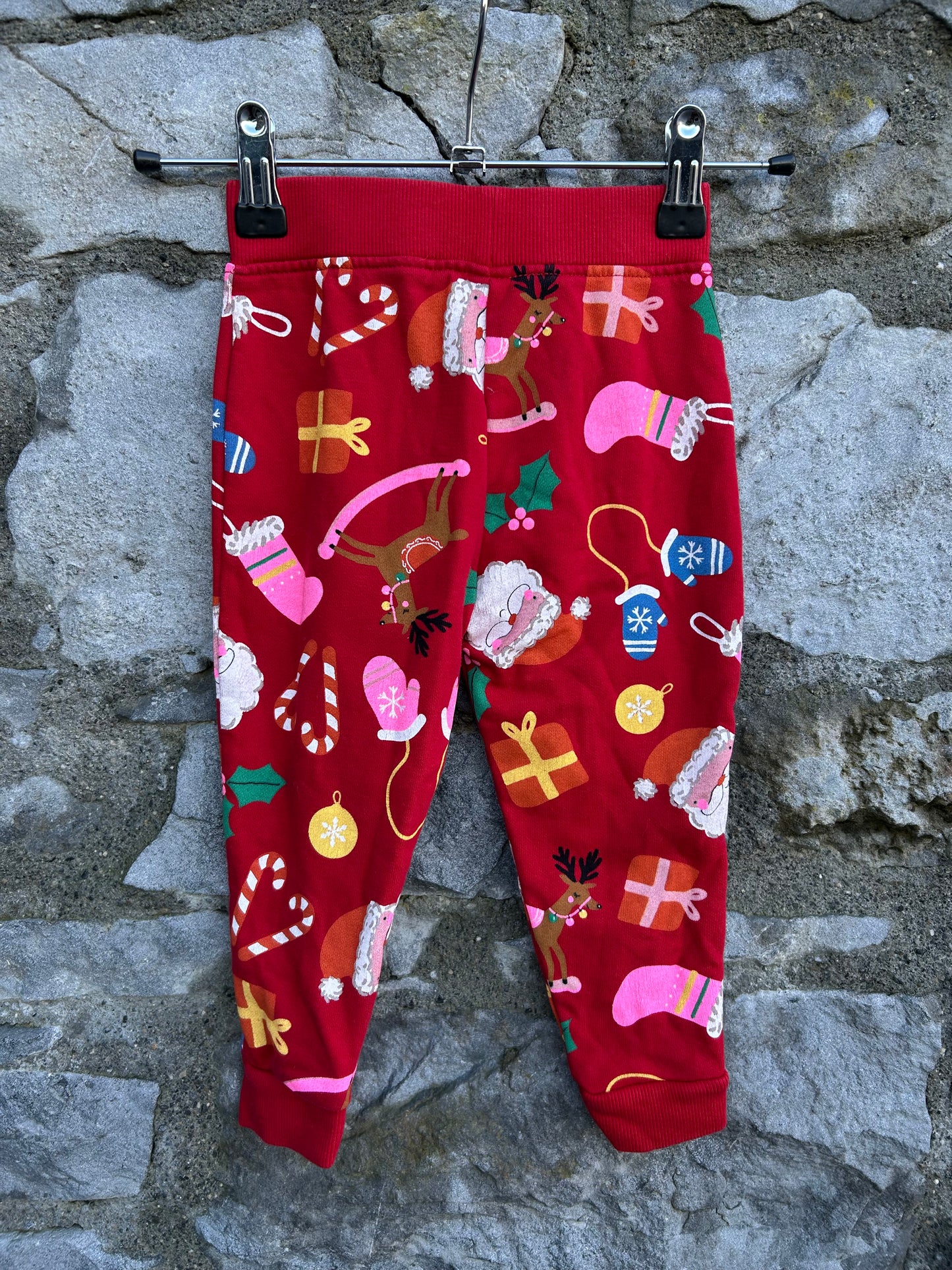 Christmas print red tracksuit bottoms  12-18m (80-86cm)