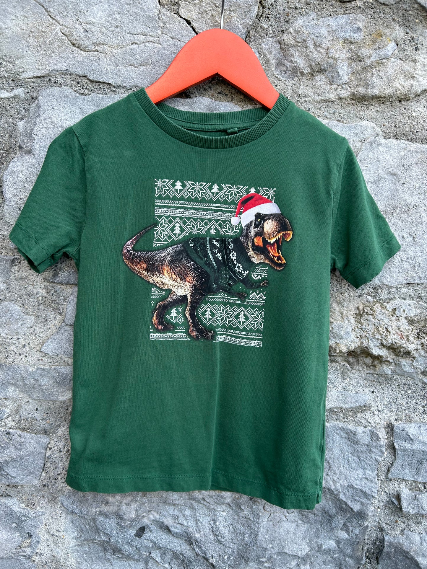 Christmas T-Rex Green T-shirt  5y (110cm)