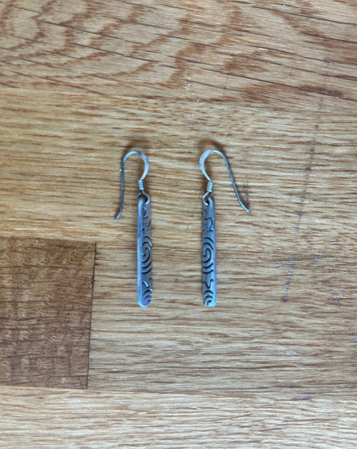Long silver pendant earrings