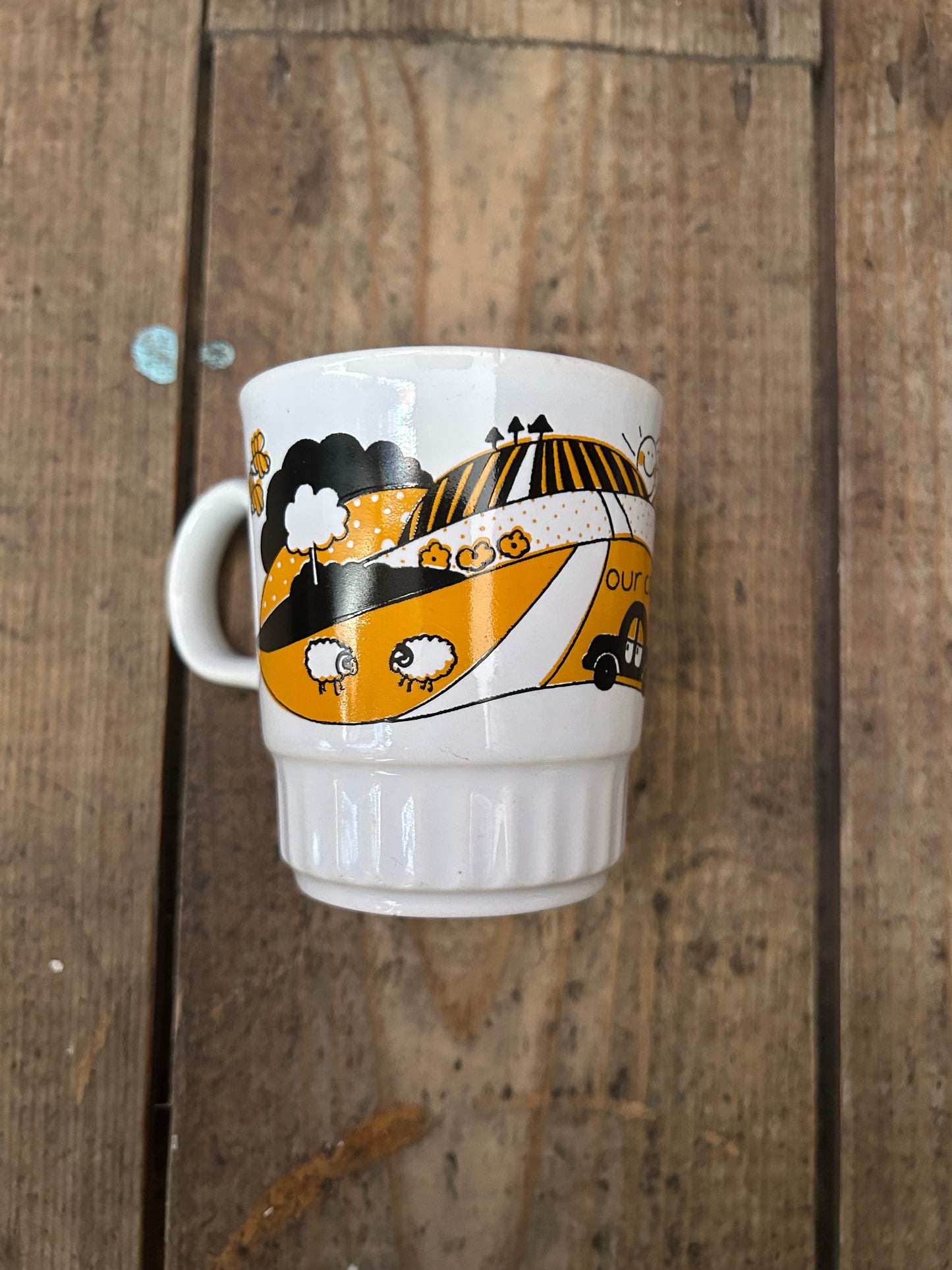 Vintage  kids ceramic landscape mug