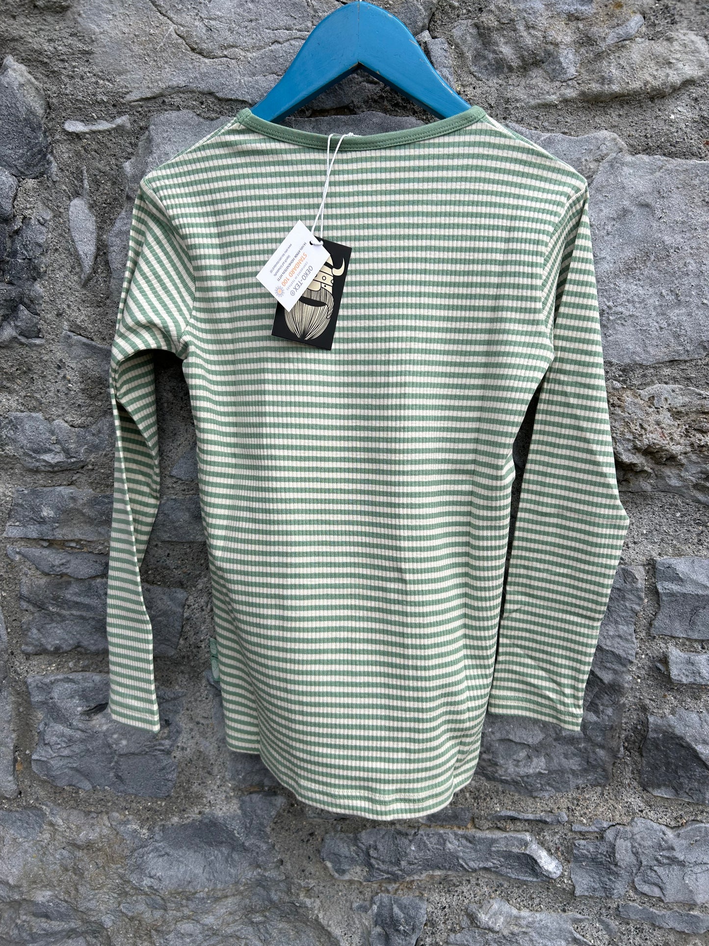 Sage stripy ribbed top  8-9y (128-134cm)