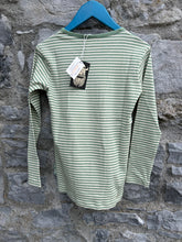 Load image into Gallery viewer, Sage stripy ribbed top  8-9y (128-134cm)
