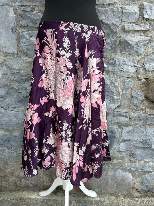 Pink flowers silk skirt uk 12