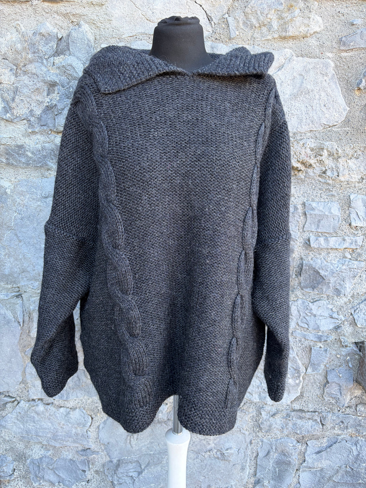 Dark grey chunky knit oversized jumper Medium