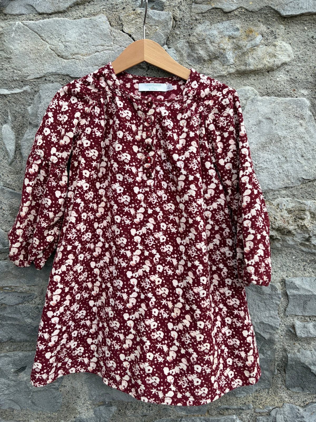 Brown floral cord dress  3-4y (98-104cm)