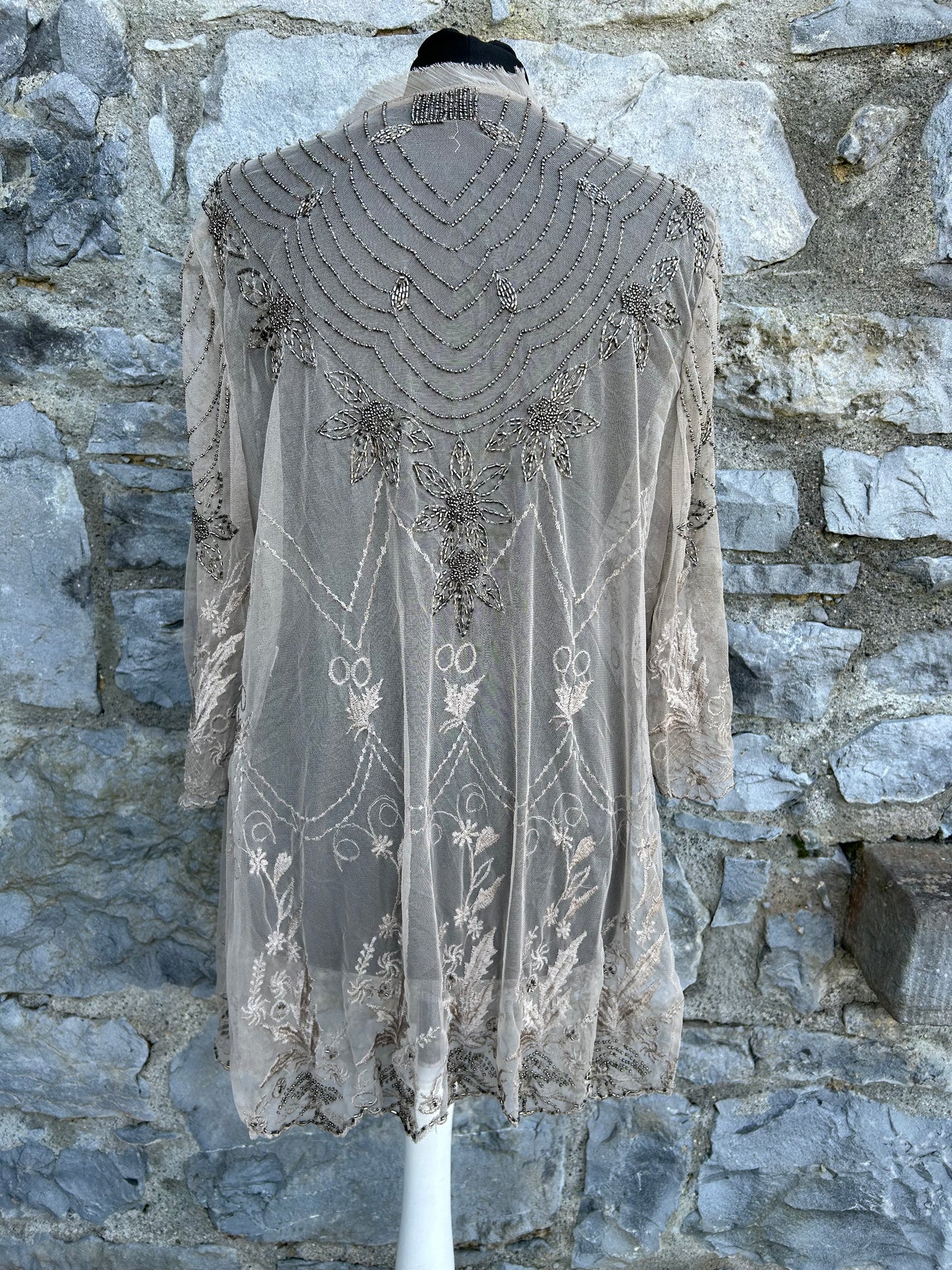 Beige beaded sheer jacket uk 12-14