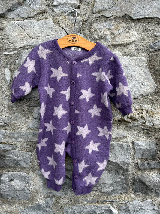 Purple stars woolly onesie 6-9m (68-74cm)