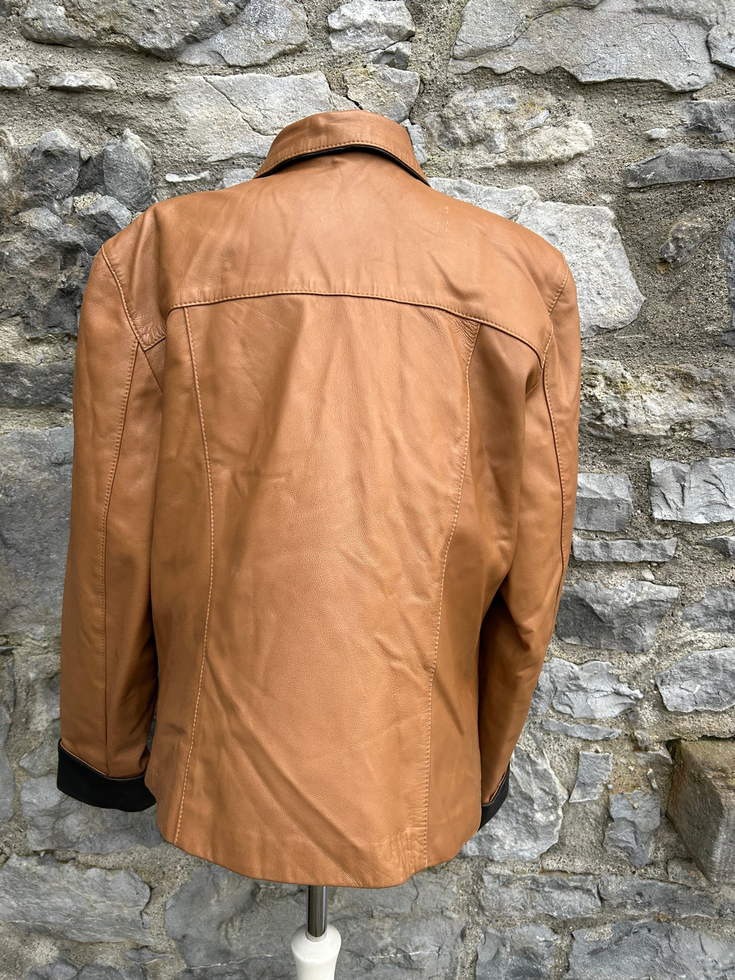 Y2K brown leather jacket uk16