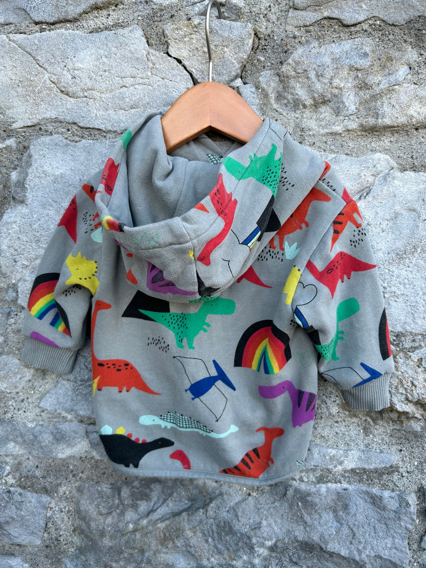 Dinosaurs&rainbows grey hoodie  6-9m (68-74cm)