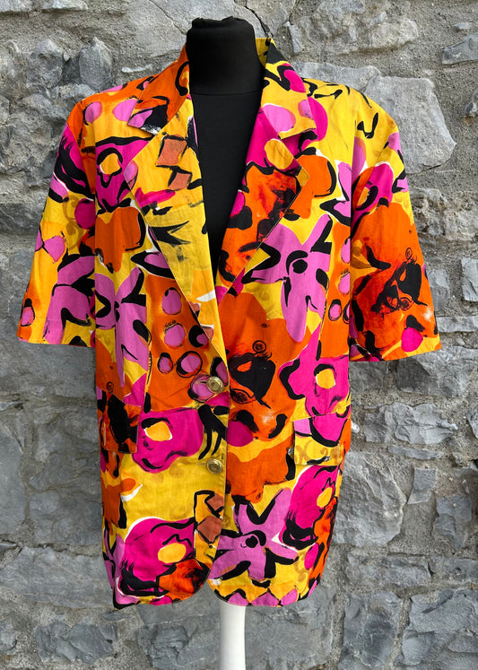 90s abstract flowers yellow jacket uk 16