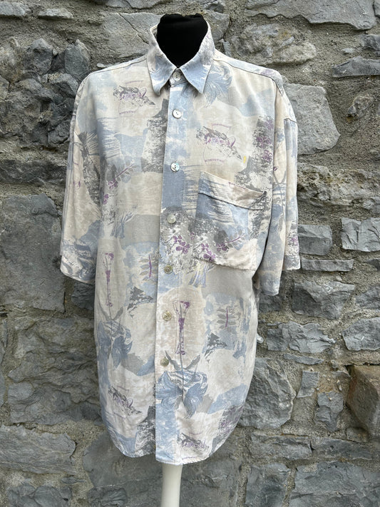 80s grey&beige shirt Small